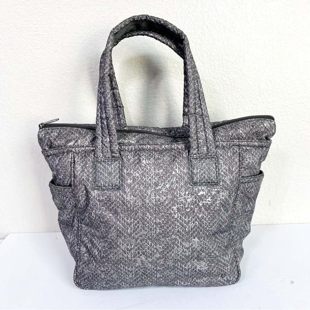 LeSportSac Gunmetal Snake Quilted Large Chelsea Tote Weekend Bag 18” x 12” x 7”